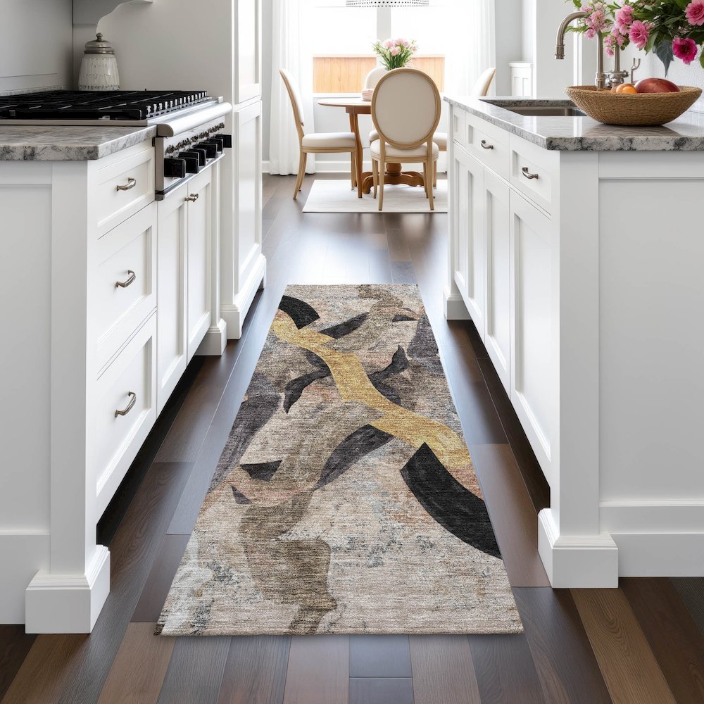 Machine Washable Indoor/Outdoor Chantille ACN2191 Taupe 2'3" x 7'6" Runner Rug. Picture 5