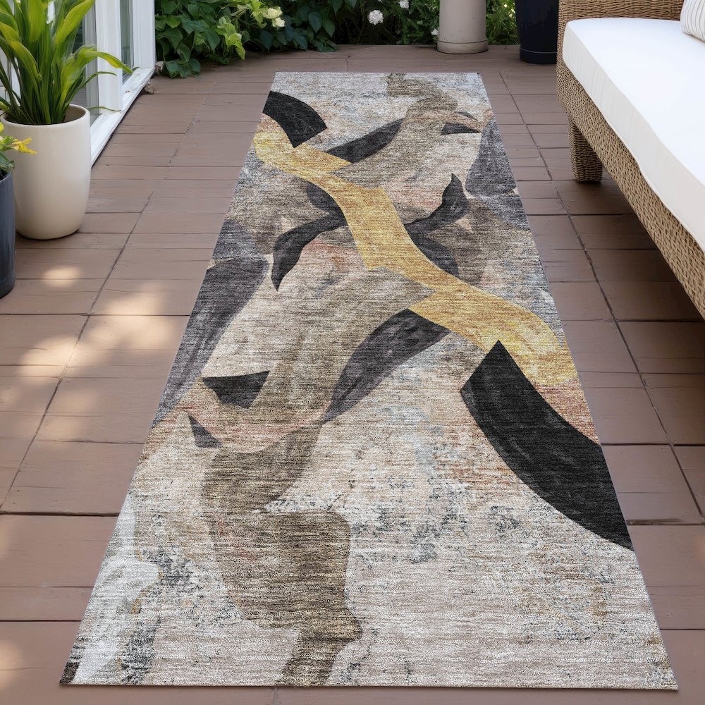 Machine Washable Indoor/Outdoor Chantille ACN2191 Taupe 2'3" x 7'6" Runner Rug. Picture 6