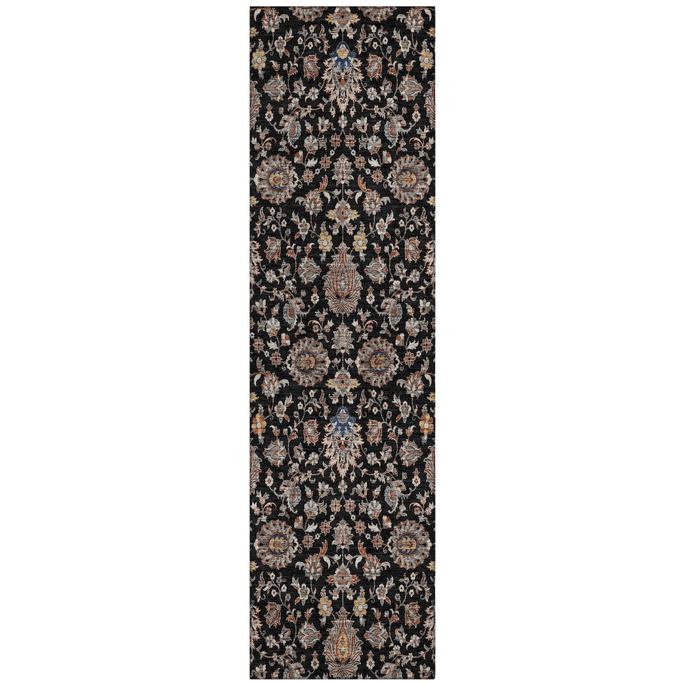 Machine Washable Indoor/Outdoor Chantille ACN2192 Black 2'3" x 7'6" Runner Rug. Picture 1