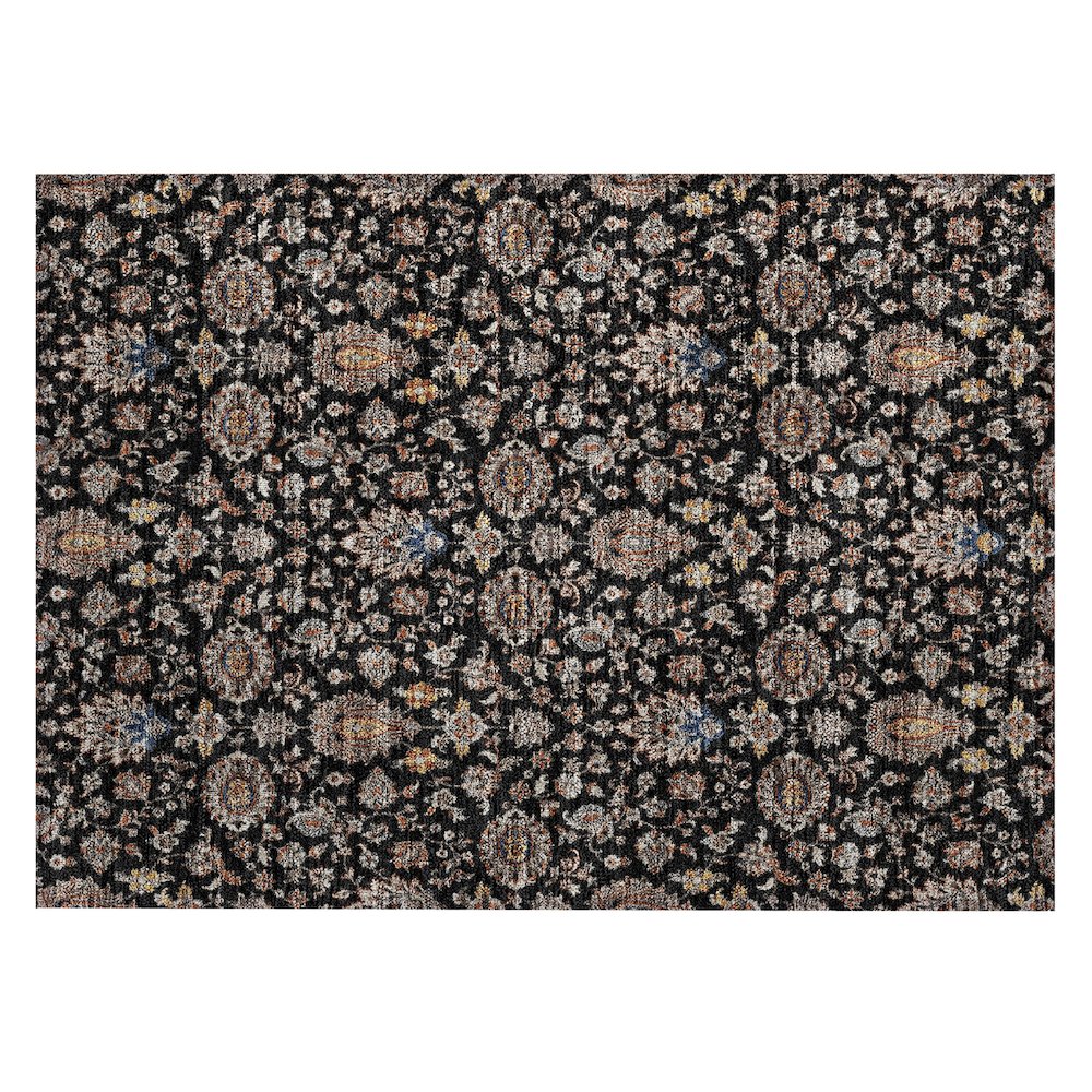 Machine Washable Indoor/Outdoor Chantille ACN2192 Black 1'8" x 2'6" Rug. Picture 1
