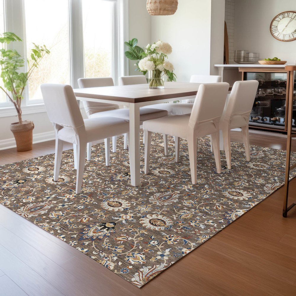 Machine Washable Indoor/Outdoor Chantille ACN2192 Chocolate 2'6" x 3'10" Rug. Picture 5