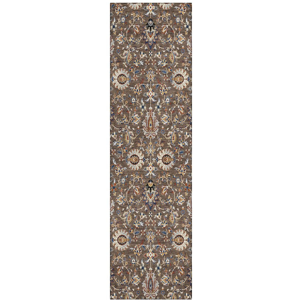 Machine Washable Indoor/Outdoor Chantille ACN2192 Chocolate 2'3"x7'6" Runner Rug. Picture 1
