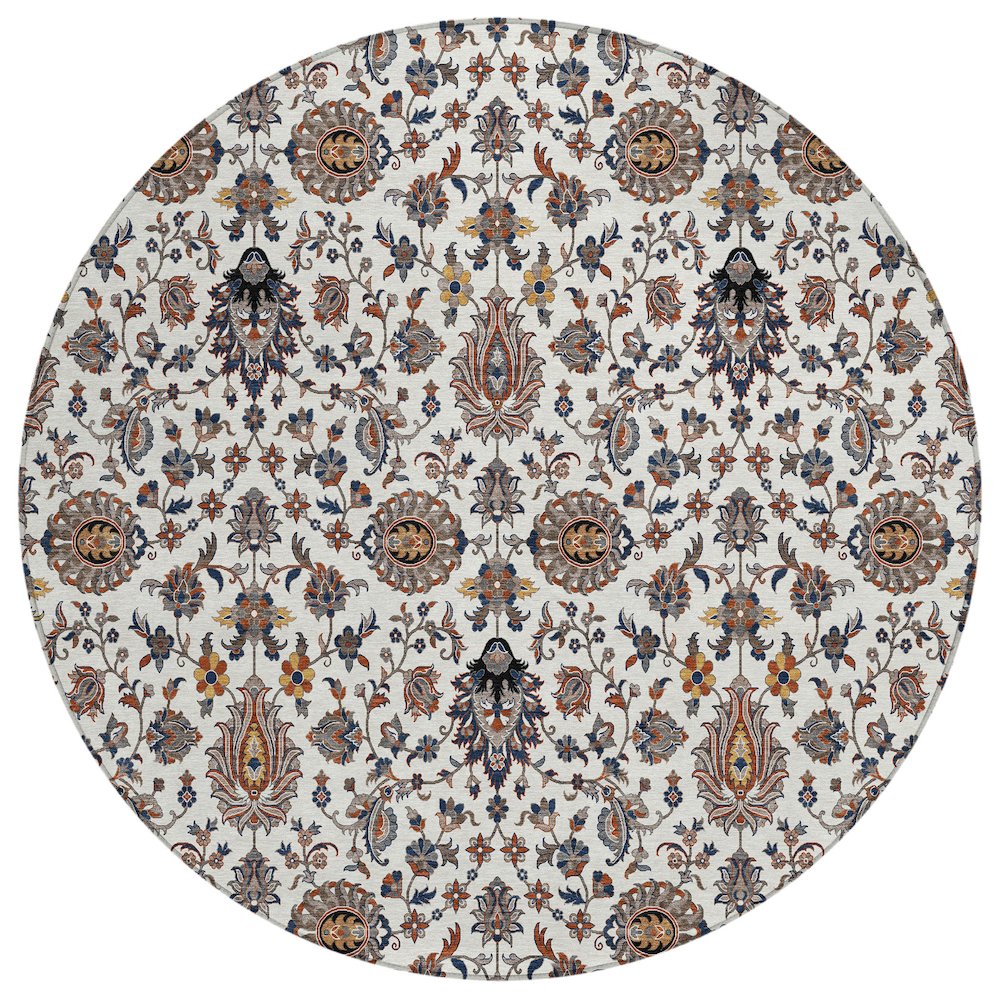 Machine Washable Indoor/Outdoor Chantille ACN2192 Ivory 8' x 8' Round Rug. Picture 1