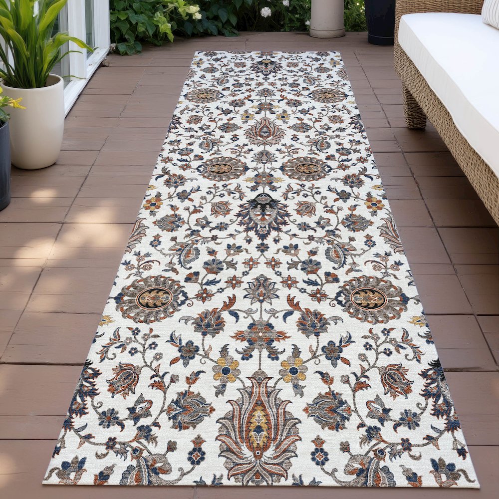 Machine Washable Indoor/Outdoor Chantille ACN2192 Ivory 2'3" x 7'6" Runner Rug. Picture 6
