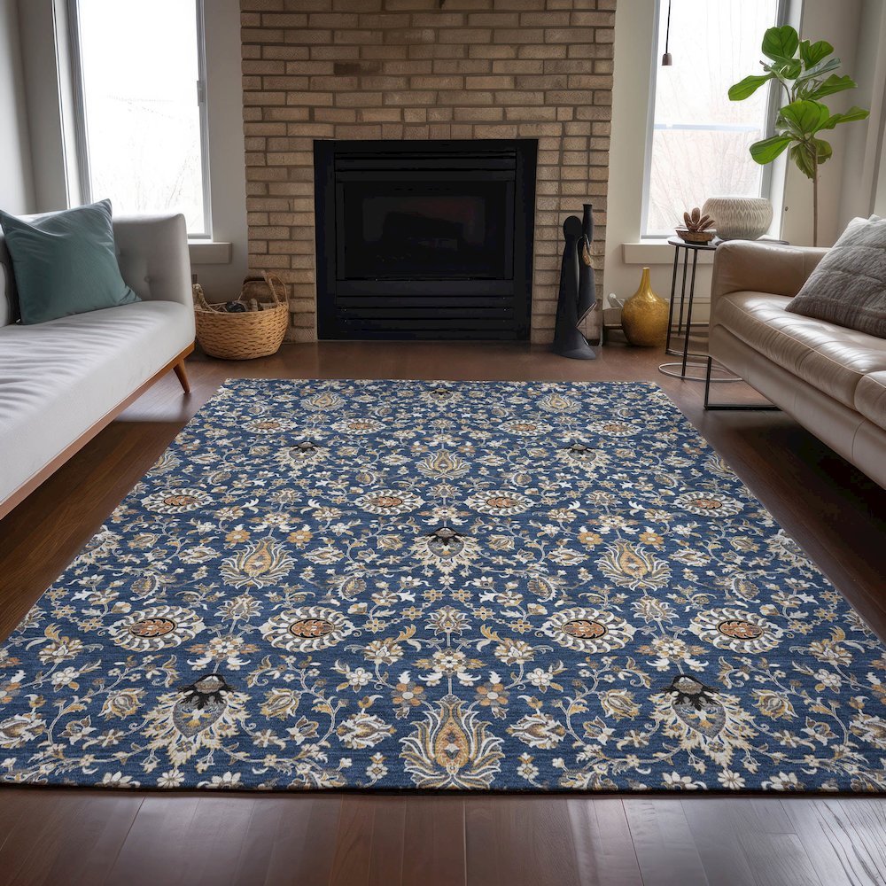 Machine Washable Indoor/Outdoor Chantille ACN2192 Navy 2'6" x 3'10" Rug. Picture 6