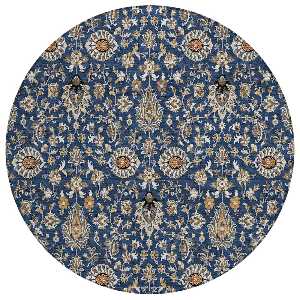 Machine Washable Indoor/Outdoor Chantille ACN2192 Navy 8' x 8' Round Rug. Picture 1