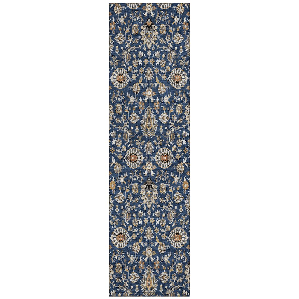 Machine Washable Indoor/Outdoor Chantille ACN2192 Navy 2'3" x 7'6" Runner Rug. Picture 1