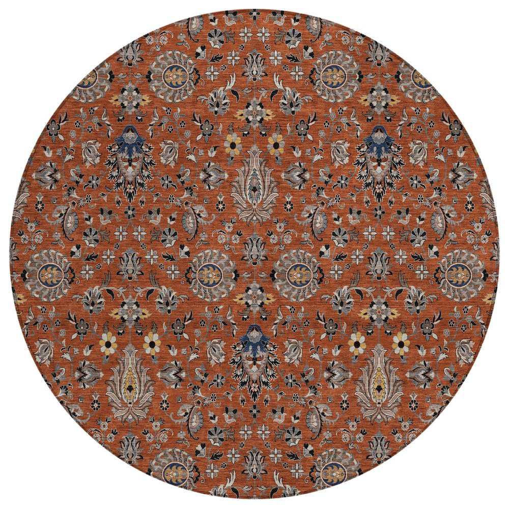 Machine Washable Indoor/Outdoor Chantille ACN2192 Paprika 8' x 8' Round Rug. Picture 1
