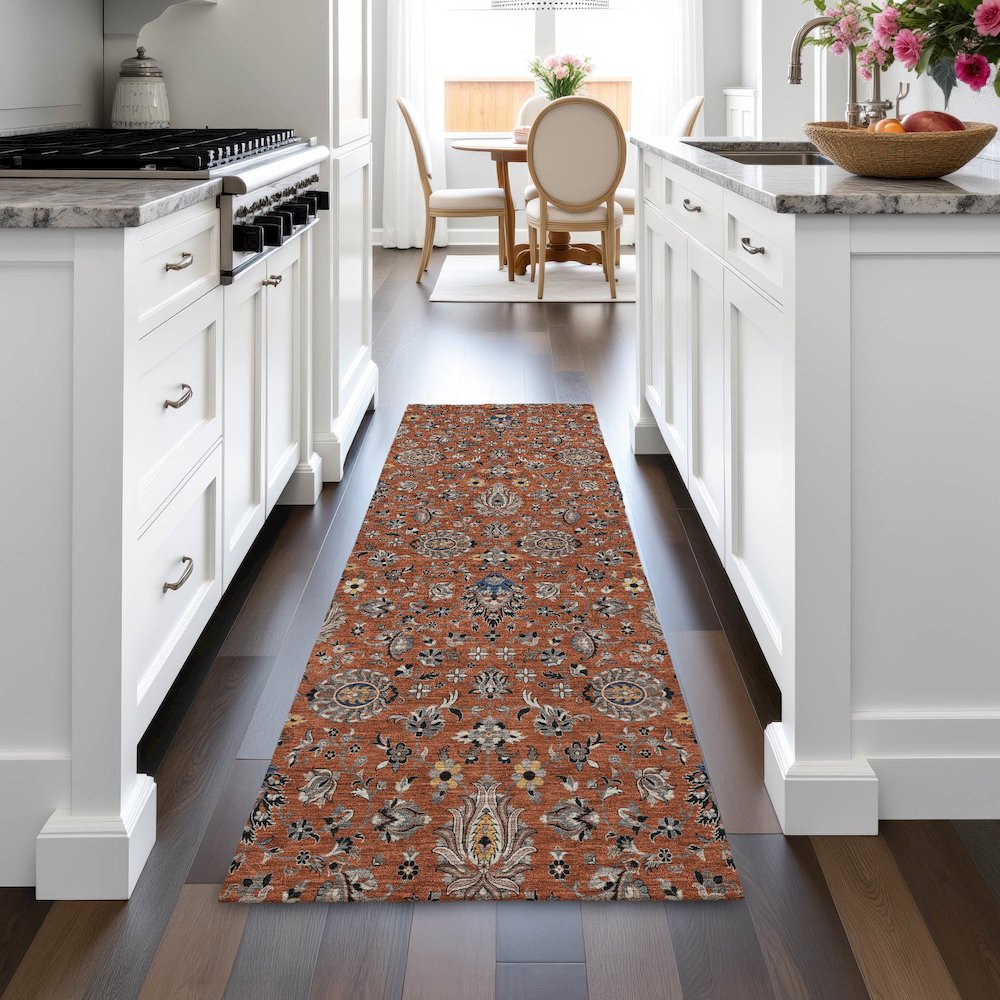 Machine Washable Indoor/Outdoor Chantille ACN2192 Paprika 2'3" x 7'6" Runner Rug. Picture 5