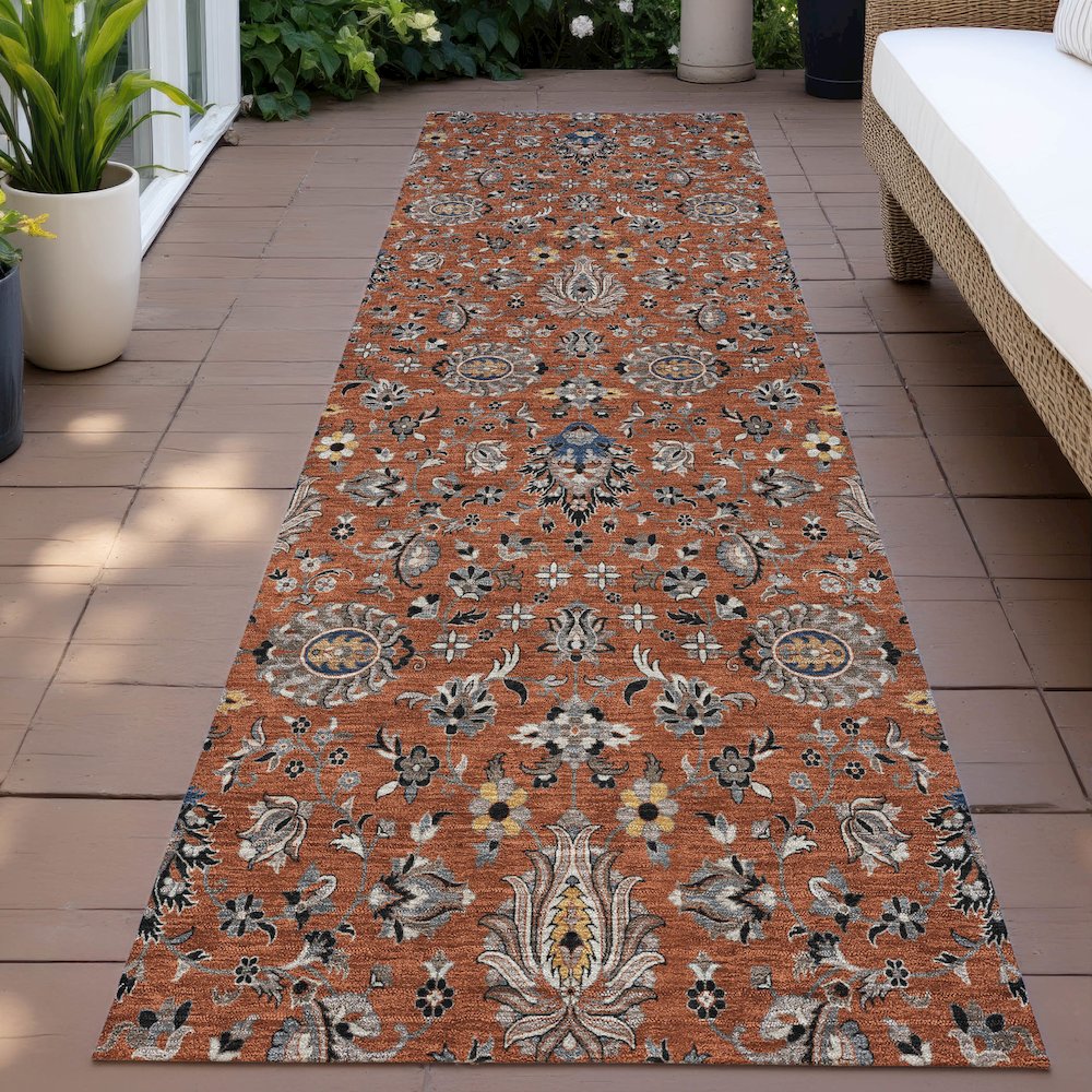 Machine Washable Indoor/Outdoor Chantille ACN2192 Paprika 2'3" x 7'6" Runner Rug. Picture 6