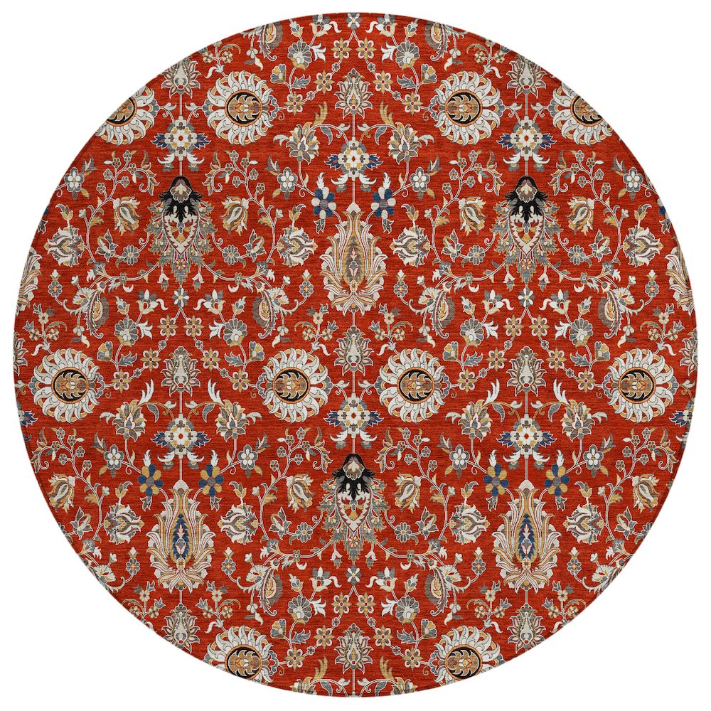 Machine Washable Indoor/Outdoor Chantille ACN2192 Red 8' x 8' Round Rug. Picture 1