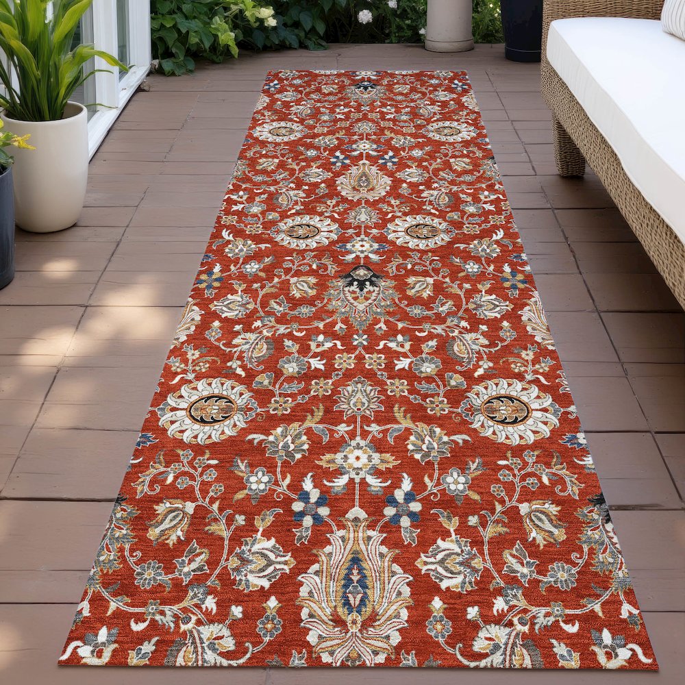 Machine Washable Indoor/Outdoor Chantille ACN2192 Red 2'3" x 7'6" Runner Rug. Picture 6