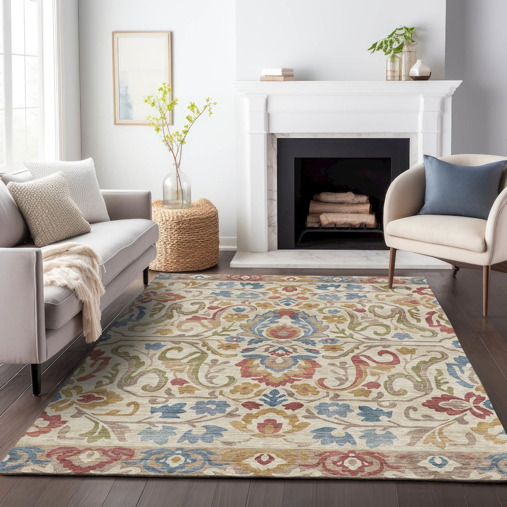 Machine Washable Indoor/Outdoor Chantille ACN2193 Beige 2'6" x 3'10" Rug. Picture 6