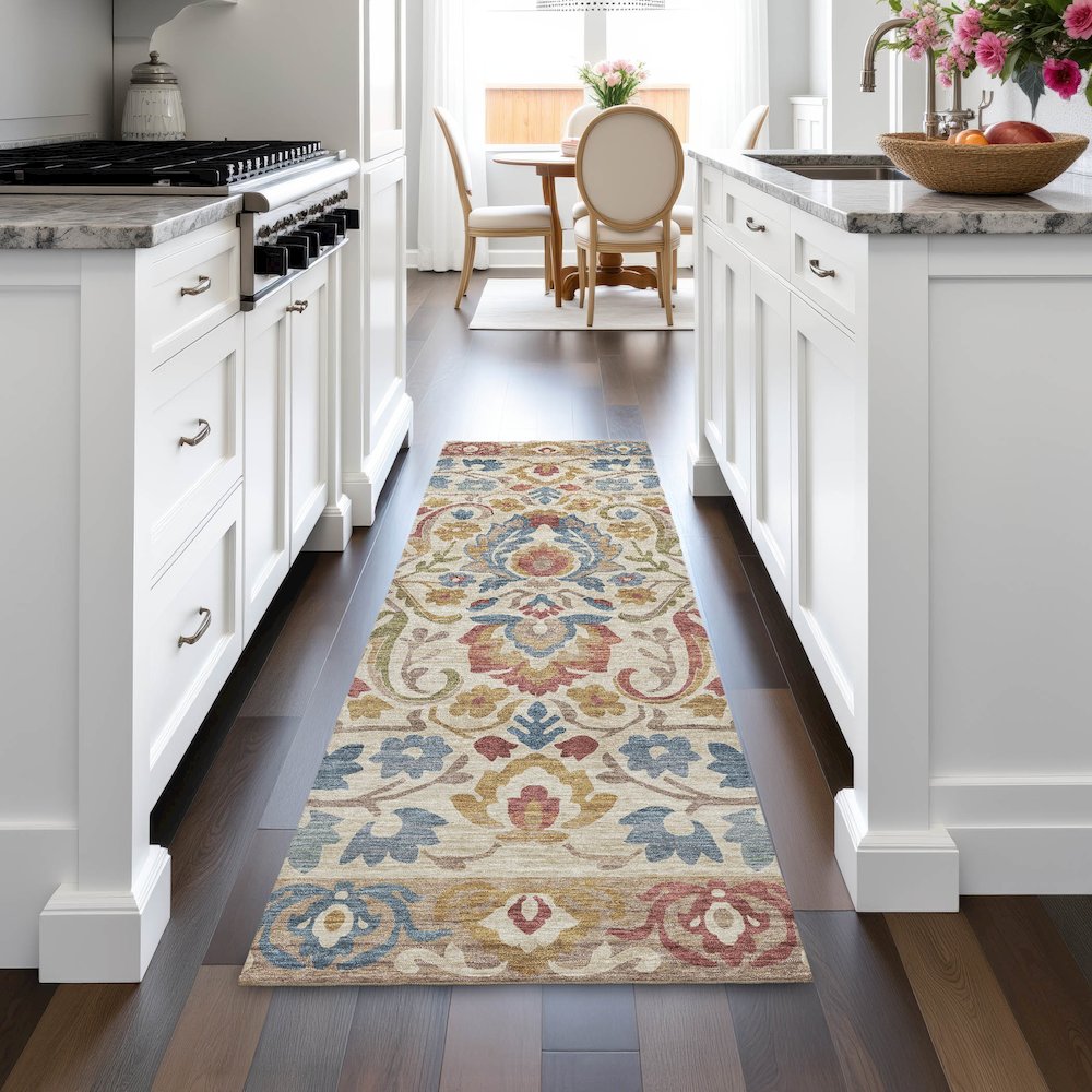 Machine Washable Indoor/Outdoor Chantille ACN2193 Beige 2'3" x 7'6" Runner Rug. Picture 5
