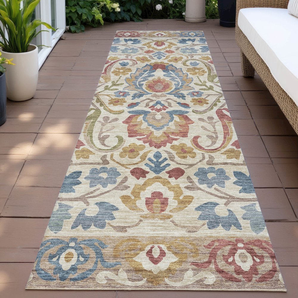 Machine Washable Indoor/Outdoor Chantille ACN2193 Beige 2'3" x 7'6" Runner Rug. Picture 6
