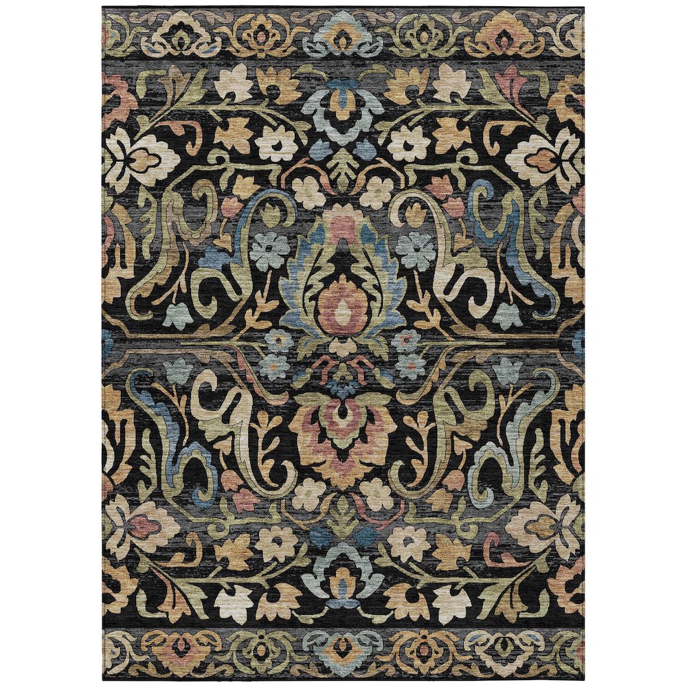 Machine Washable Indoor/Outdoor Chantille ACN2193 Black 2'6" x 3'10" Rug. Picture 1