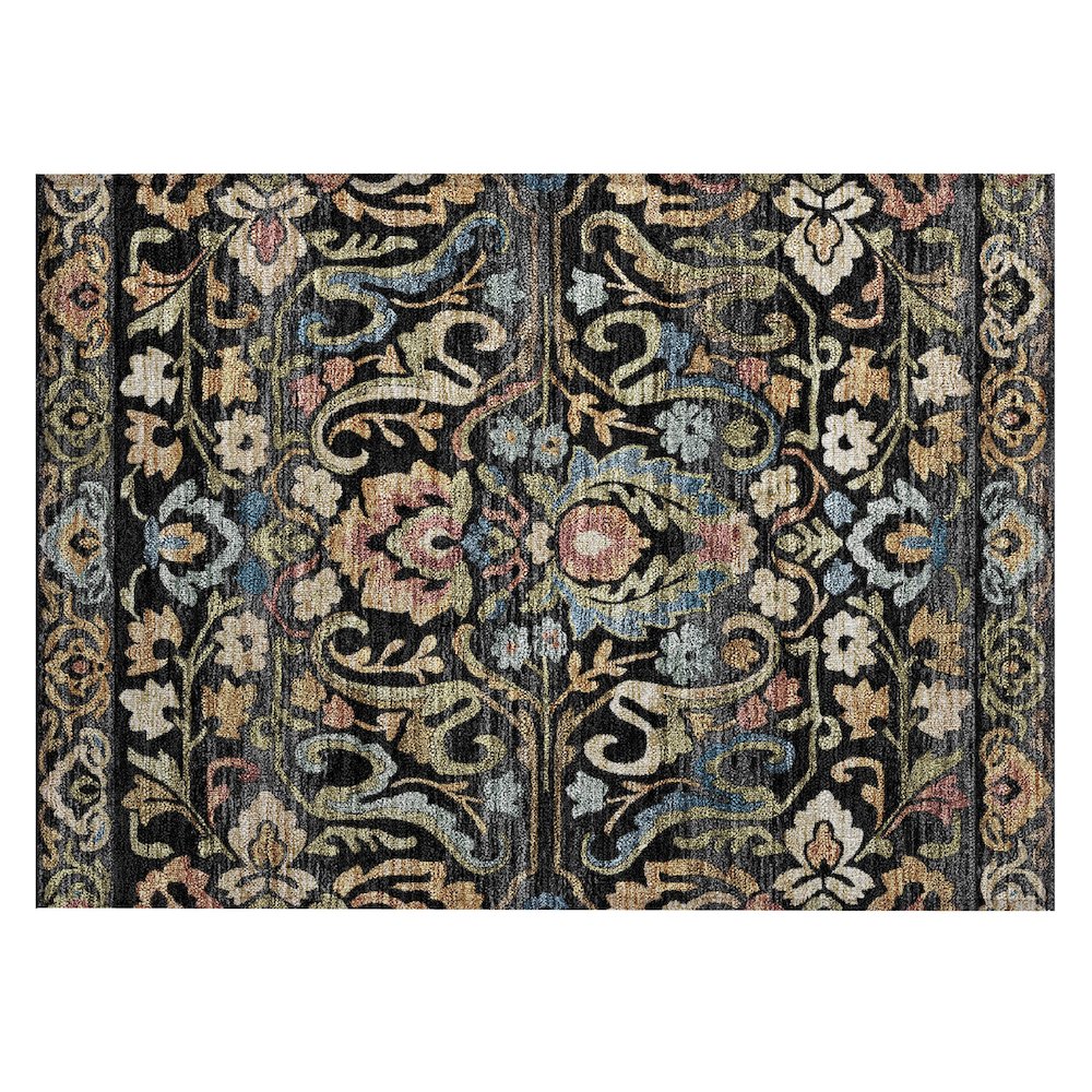 Machine Washable Indoor/Outdoor Chantille ACN2193 Black 1'8" x 2'6" Rug. Picture 1