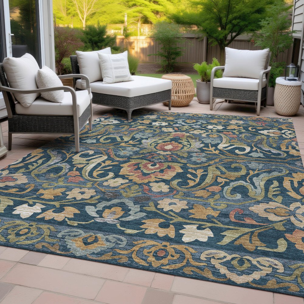 Machine Washable Indoor/Outdoor Chantille ACN2193 Navy 2'6" x 3'10" Rug. Picture 8