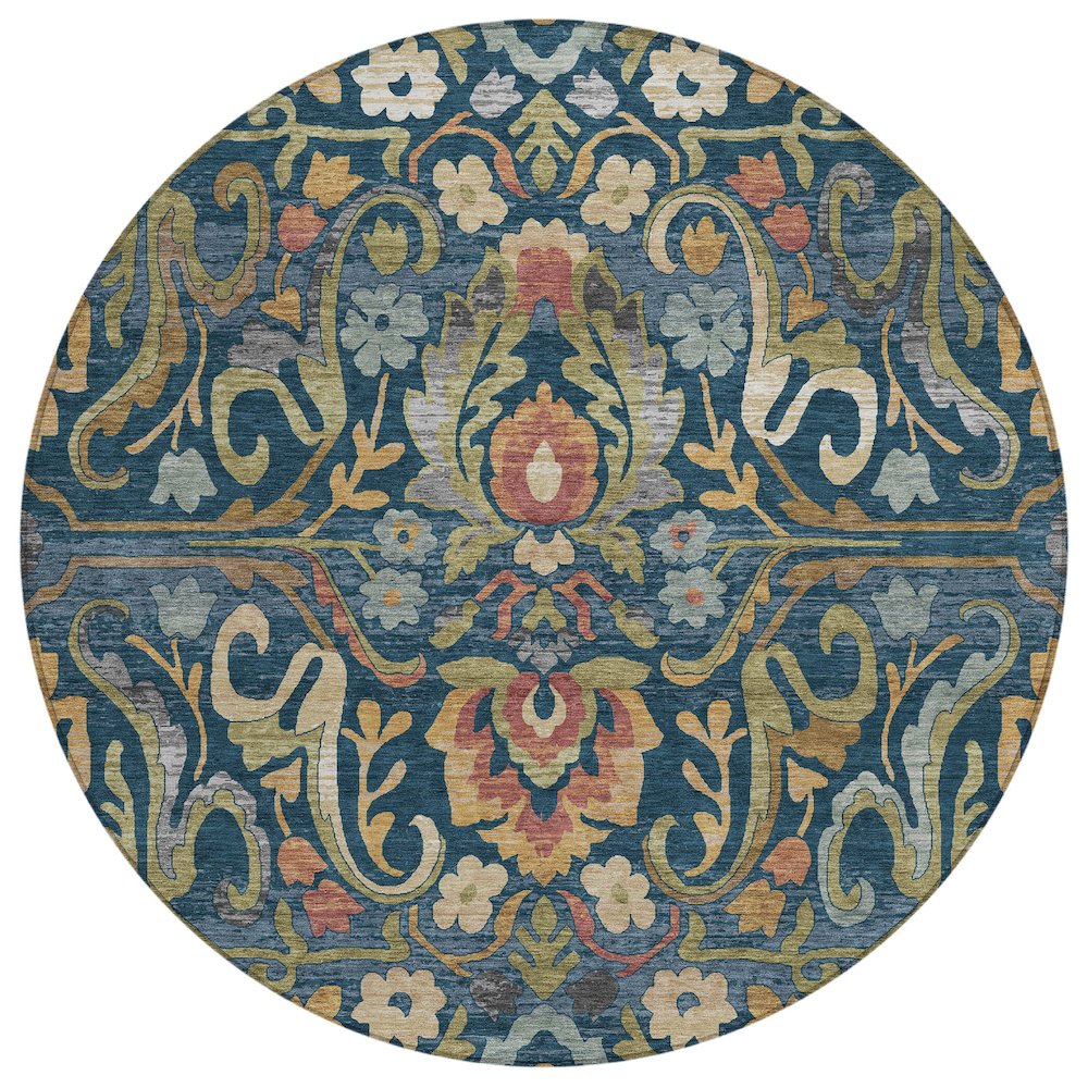Machine Washable Indoor/Outdoor Chantille ACN2193 Navy 8' x 8' Round Rug. Picture 1