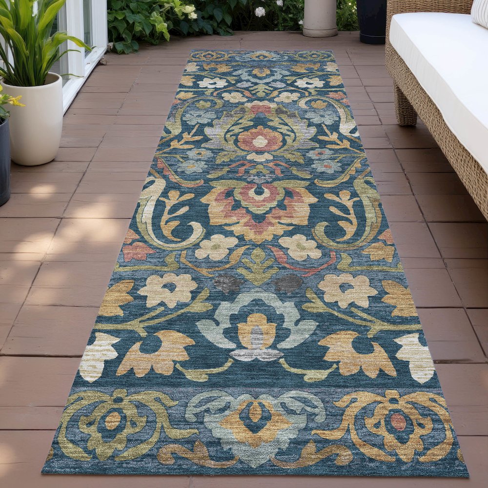 Machine Washable Indoor/Outdoor Chantille ACN2193 Navy 2'3" x 7'6" Runner Rug. Picture 6