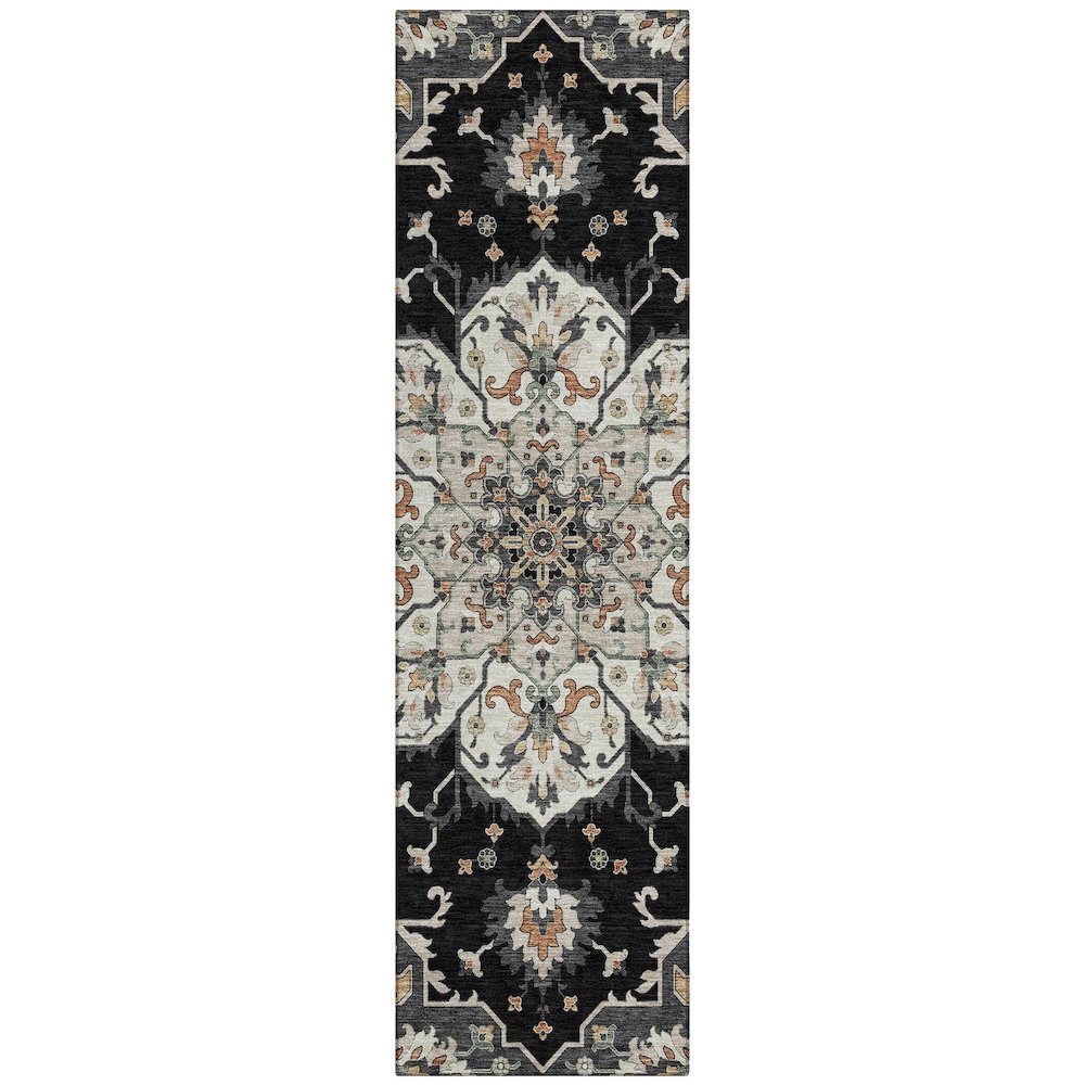 Machine Washable Indoor/Outdoor Chantille ACN2194 Black 2'3" x 7'6" Runner Rug. Picture 1
