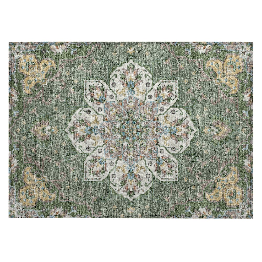 Machine Washable Indoor/Outdoor Chantille ACN2194 Green 1'8" x 2'6" Rug. Picture 1