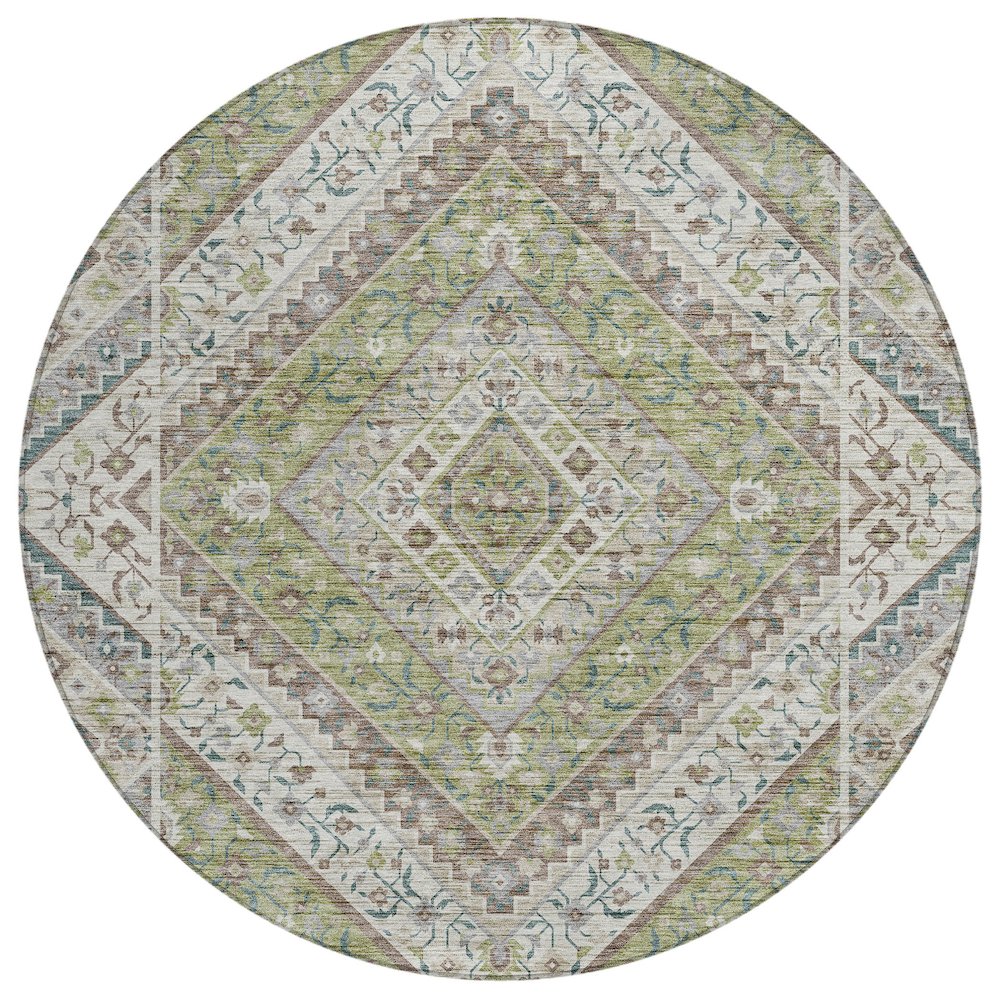 Machine Washable Indoor/Outdoor Chantille ACN2195 Aloe 8' x 8' Round Rug. Picture 1