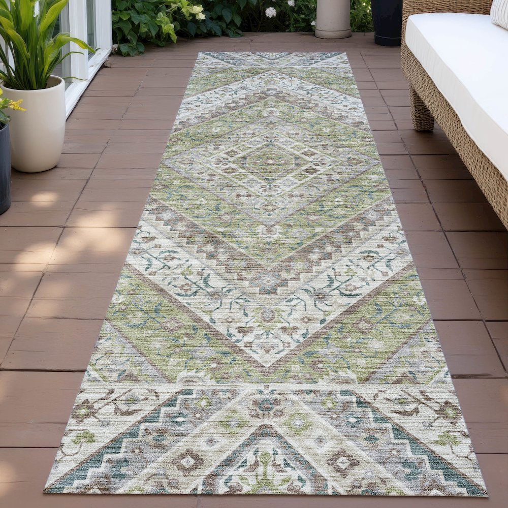 Machine Washable Indoor/Outdoor Chantille ACN2195 Aloe 2'3" x 7'6" Runner Rug. Picture 6