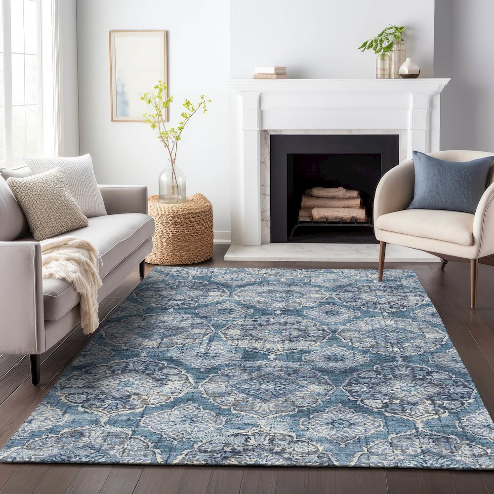 Machine Washable Indoor/Outdoor Chantille ACN2196 Denim 2'6" x 3'10" Rug. Picture 6