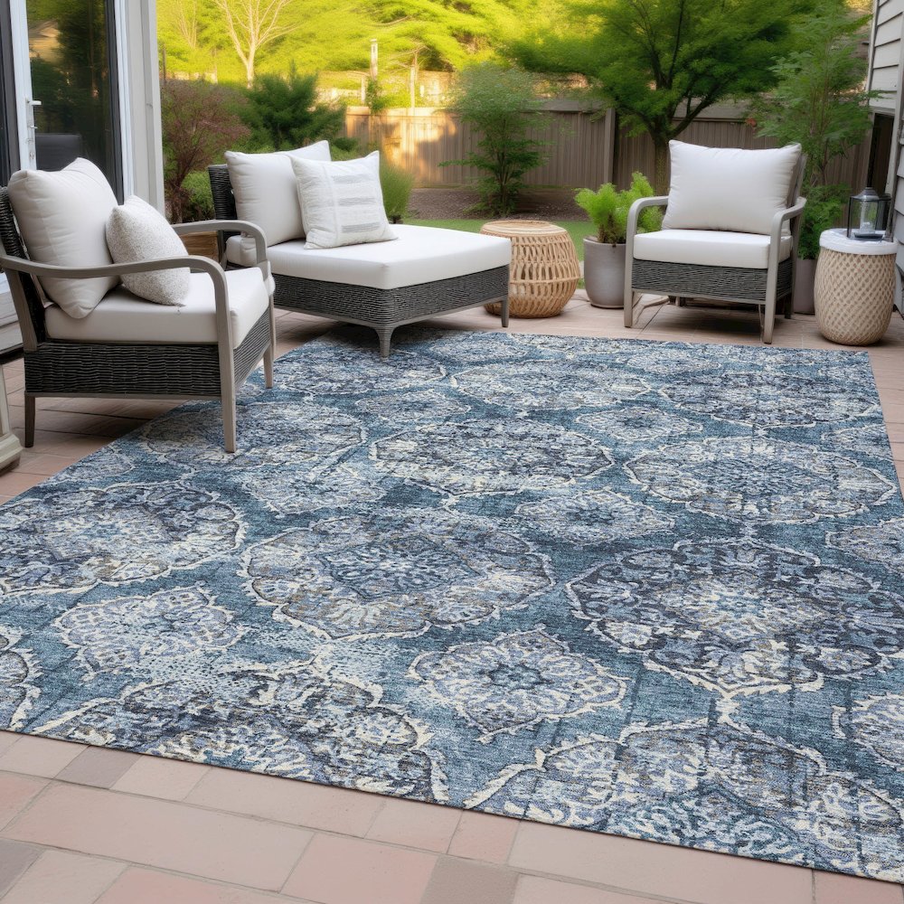 Machine Washable Indoor/Outdoor Chantille ACN2196 Denim 2'6" x 3'10" Rug. Picture 8
