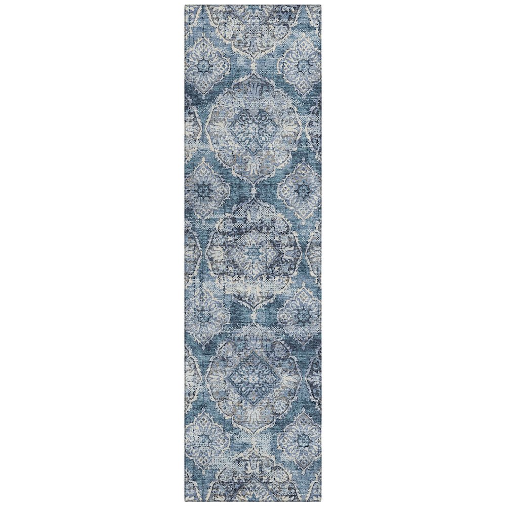 Machine Washable Indoor/Outdoor Chantille ACN2196 Denim 2'3" x 7'6" Runner Rug. Picture 1