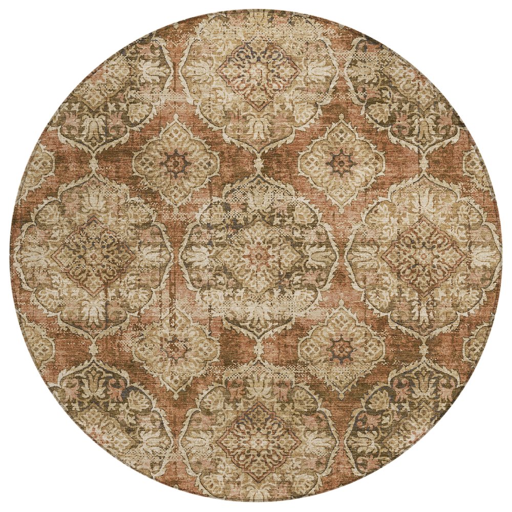 Machine Washable Indoor/Outdoor Chantille ACN2196 Paprika 8' x 8' Round Rug. Picture 1