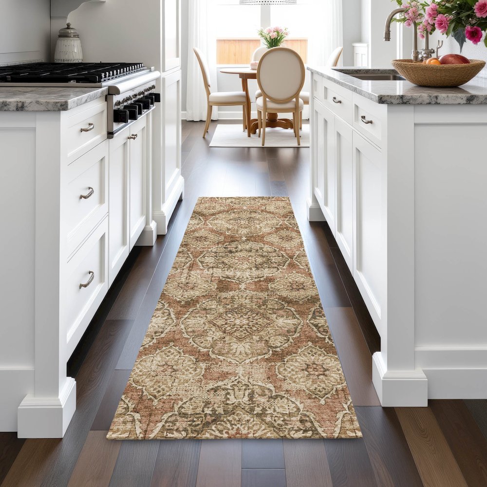 Machine Washable Indoor/Outdoor Chantille ACN2196 Paprika 2'3" x 7'6" Runner Rug. Picture 5