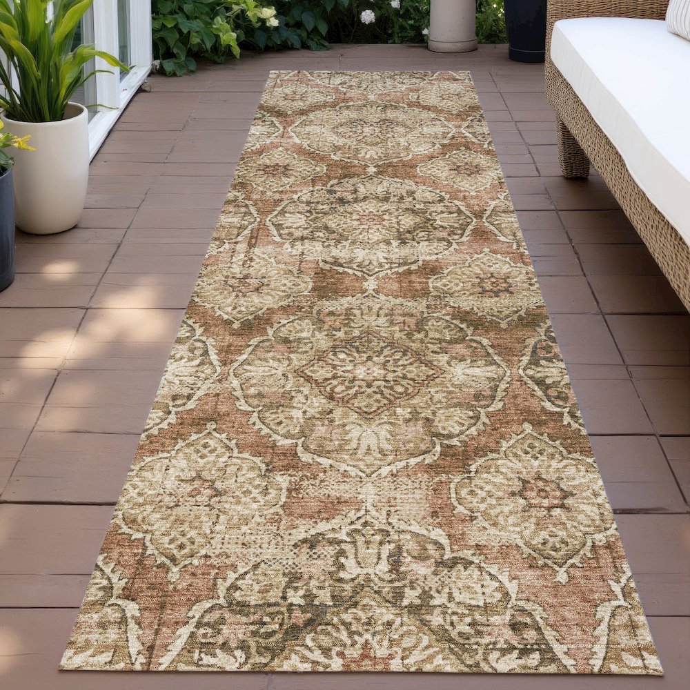 Machine Washable Indoor/Outdoor Chantille ACN2196 Paprika 2'3" x 7'6" Runner Rug. Picture 6