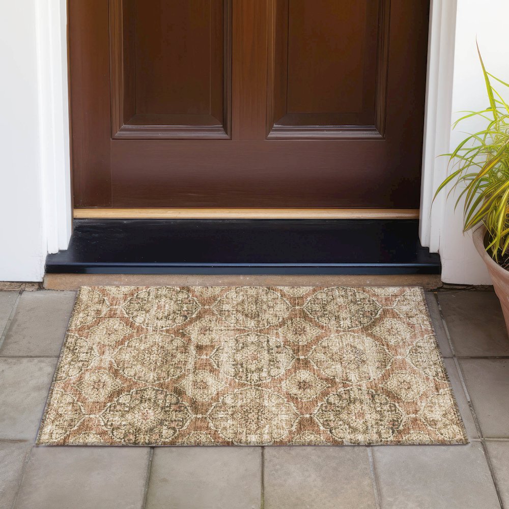 Machine Washable Indoor/Outdoor Chantille ACN2196 Paprika 1'8" x 2'6" Rug. Picture 6