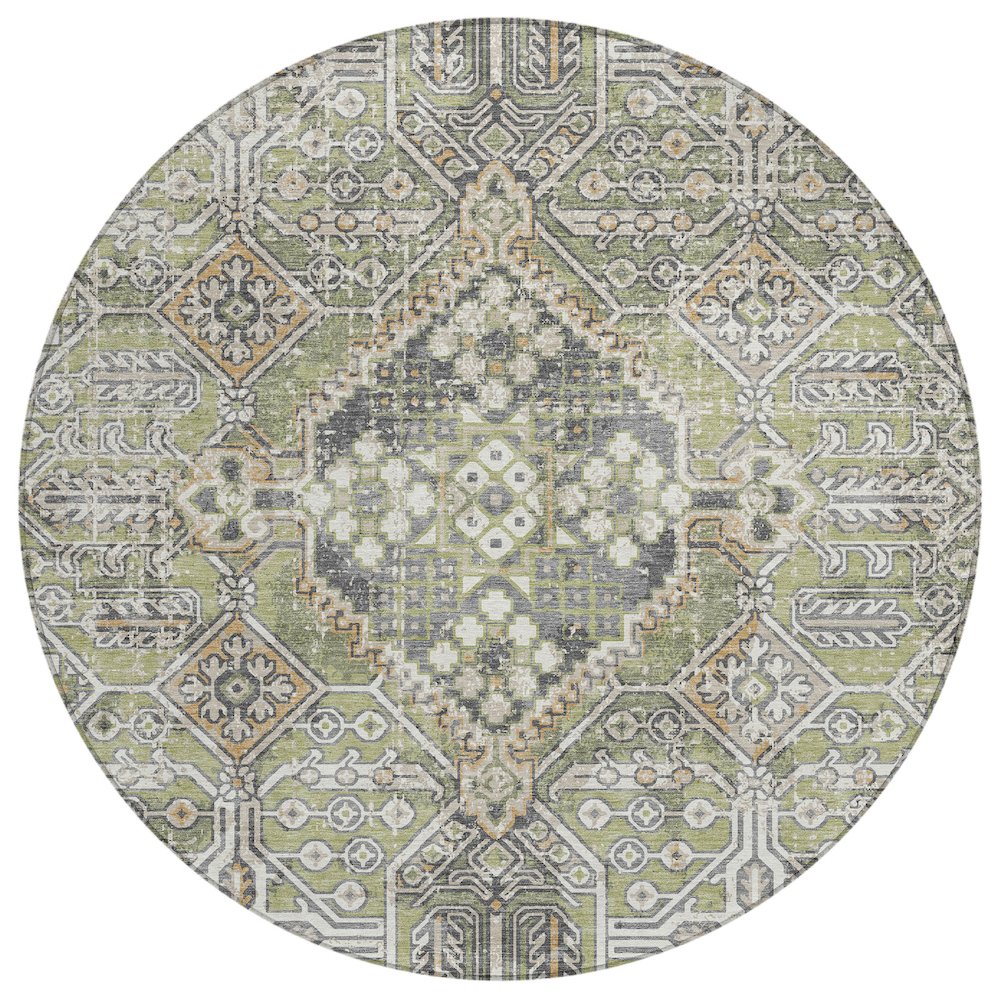 Machine Washable Indoor/Outdoor Chantille ACN2197 Aloe 8' x 8' Round Rug. Picture 1