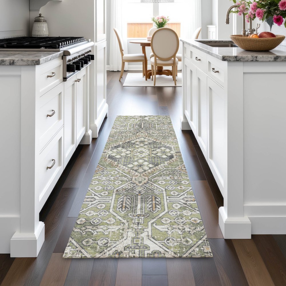 Machine Washable Indoor/Outdoor Chantille ACN2197 Aloe 2'3" x 7'6" Runner Rug. Picture 5