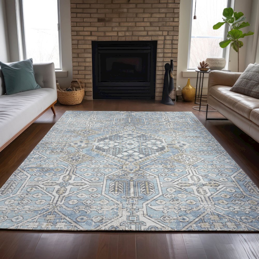 Machine Washable Indoor/Outdoor Chantille ACN2197 Sky 2'6" x 3'10" Rug. Picture 6