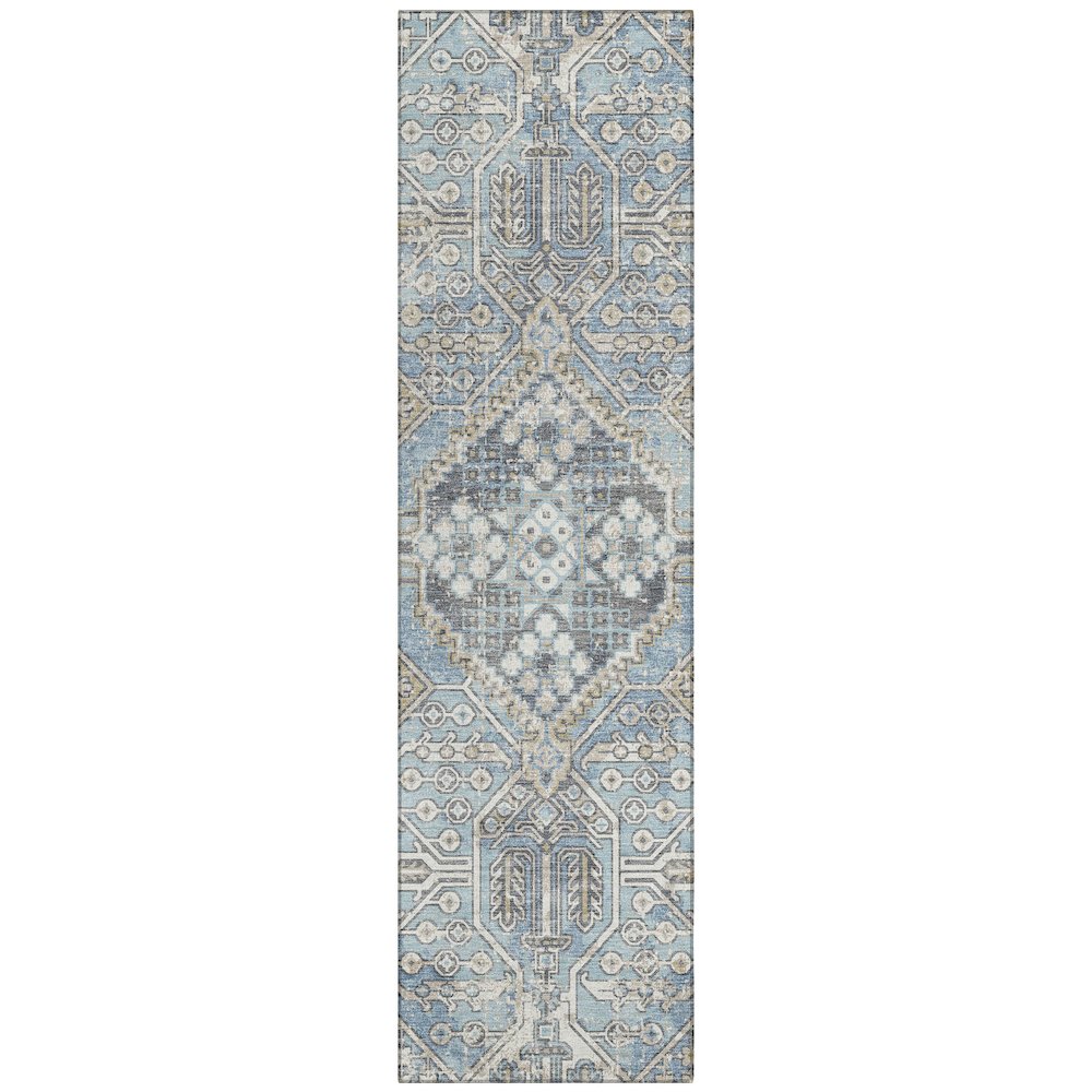 Machine Washable Indoor/Outdoor Chantille ACN2197 Sky 2'3" x 7'6" Runner Rug. Picture 1