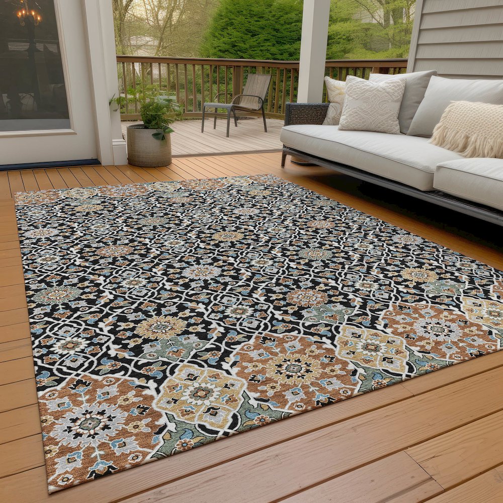 Machine Washable Indoor/Outdoor Chantille ACN2199 Black 2'6" x 3'10" Rug. Picture 7