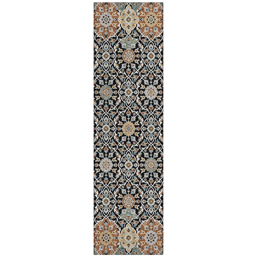 Machine Washable Indoor/Outdoor Chantille ACN2199 Black 2'3" x 7'6" Runner Rug. Picture 1