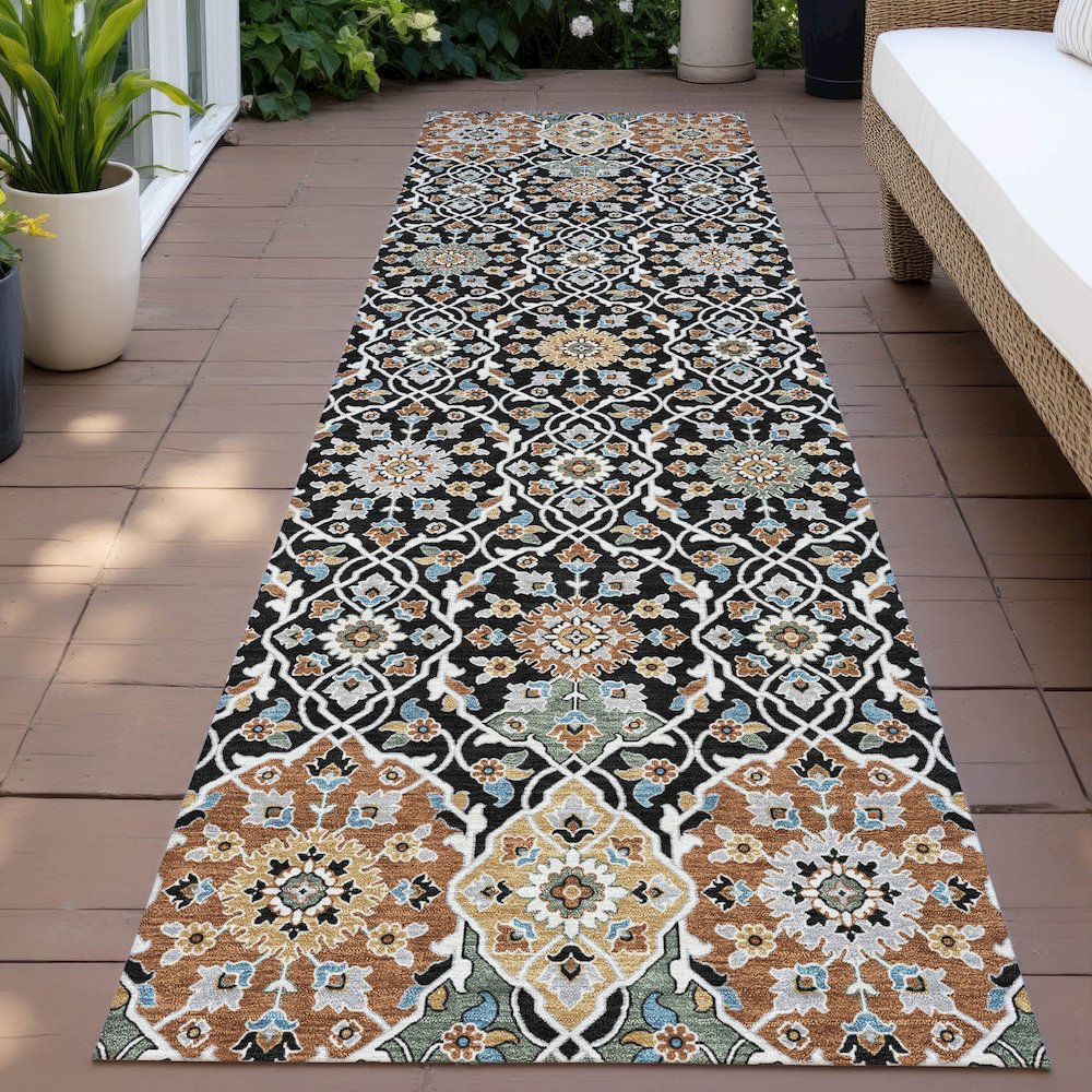 Machine Washable Indoor/Outdoor Chantille ACN2199 Black 2'3" x 7'6" Runner Rug. Picture 6