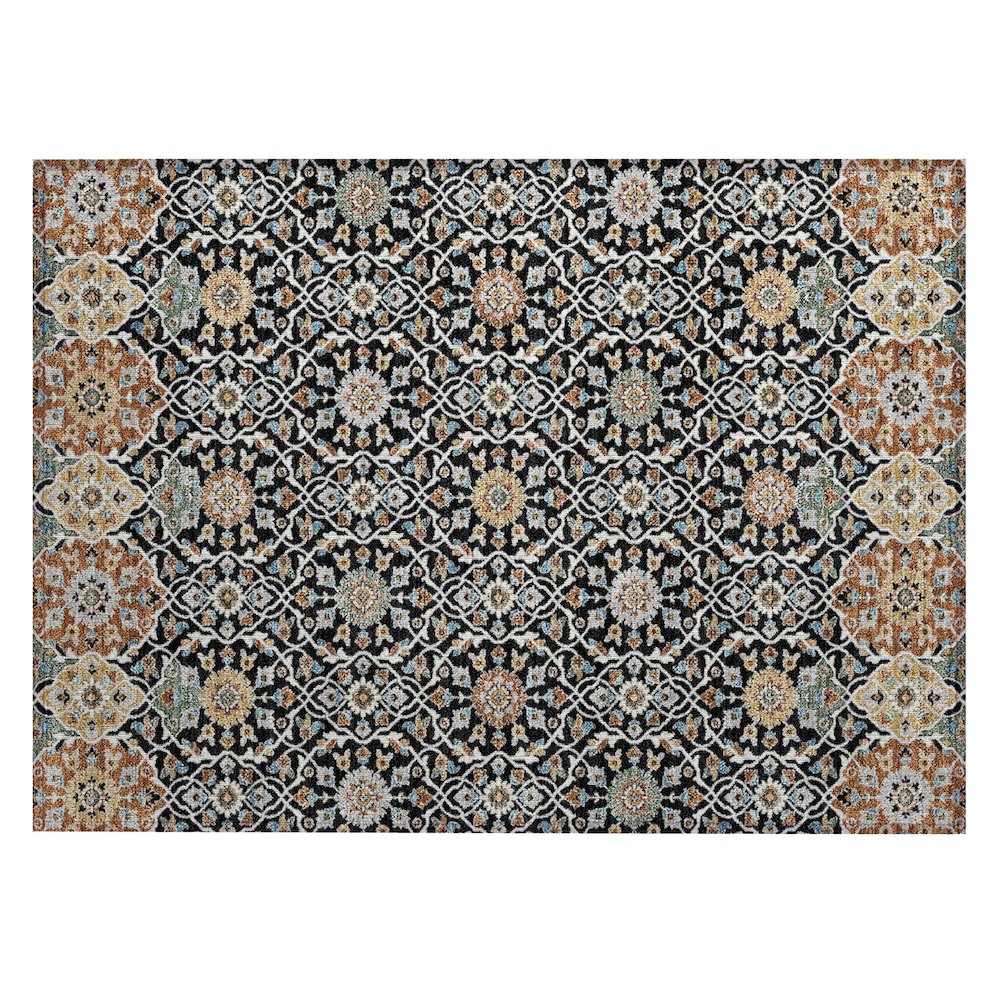 Machine Washable Indoor/Outdoor Chantille ACN2199 Black 1'8" x 2'6" Rug. Picture 1