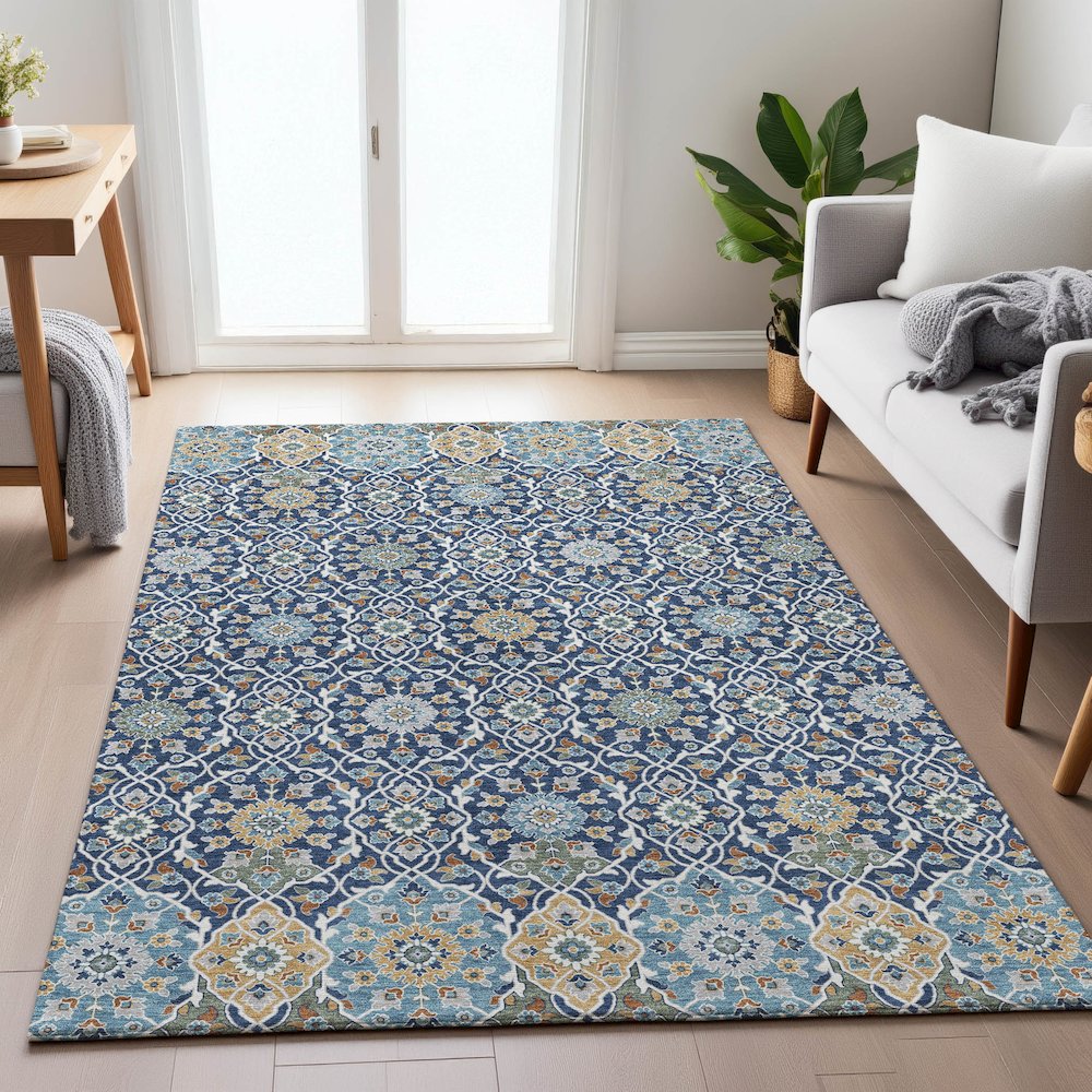 Machine Washable Indoor/Outdoor Chantille ACN2199 Navy 2'6" x 3'10" Rug. Picture 5