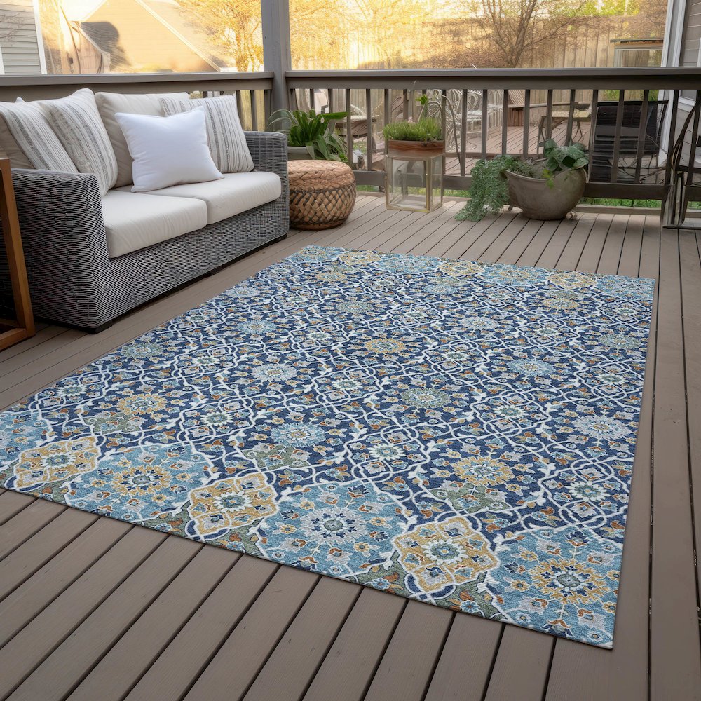 Machine Washable Indoor/Outdoor Chantille ACN2199 Navy 2'6" x 3'10" Rug. Picture 8