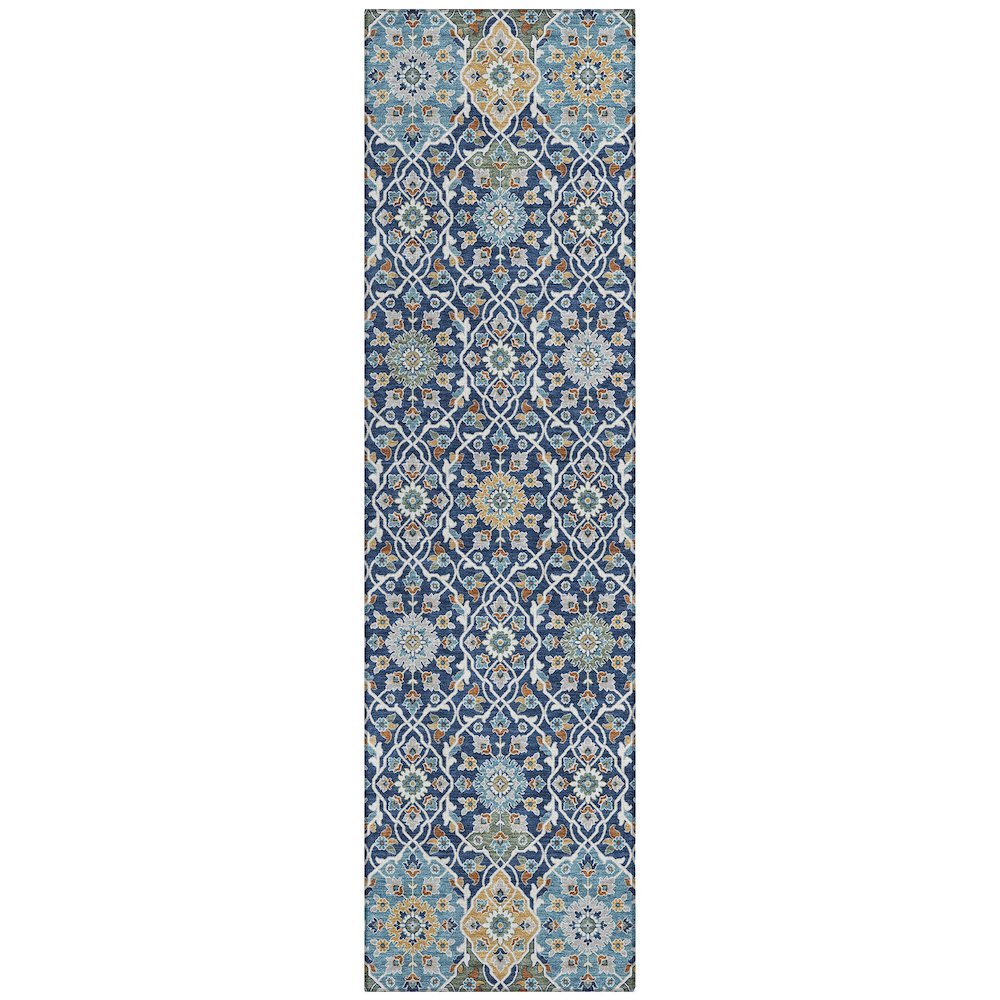 Machine Washable Indoor/Outdoor Chantille ACN2199 Navy 2'3" x 7'6" Runner Rug. Picture 1