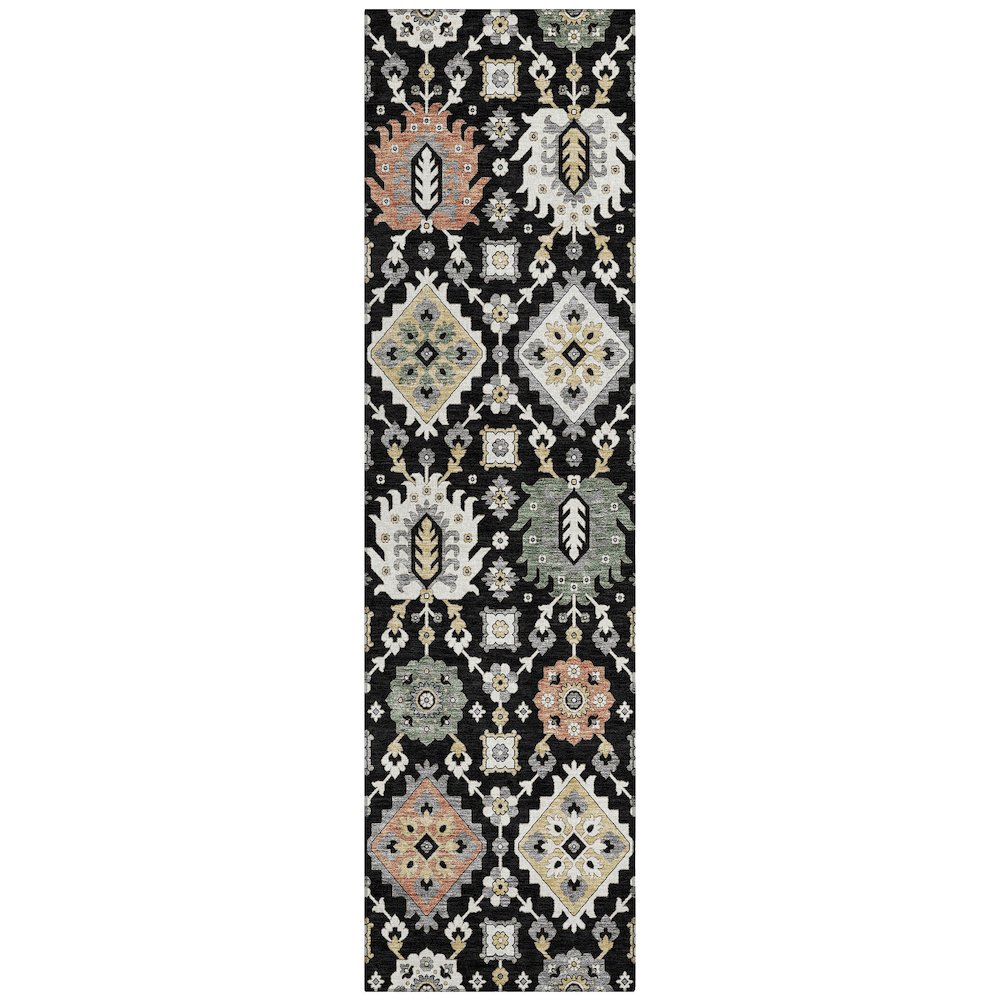 Machine Washable Indoor/Outdoor Chantille ACN2200 Black 2'3" x 7'6" Runner Rug. Picture 1