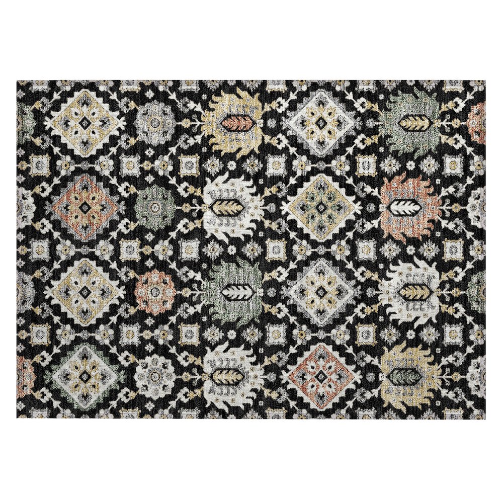 Machine Washable Indoor/Outdoor Chantille ACN2200 Black 1'8" x 2'6" Rug. Picture 1