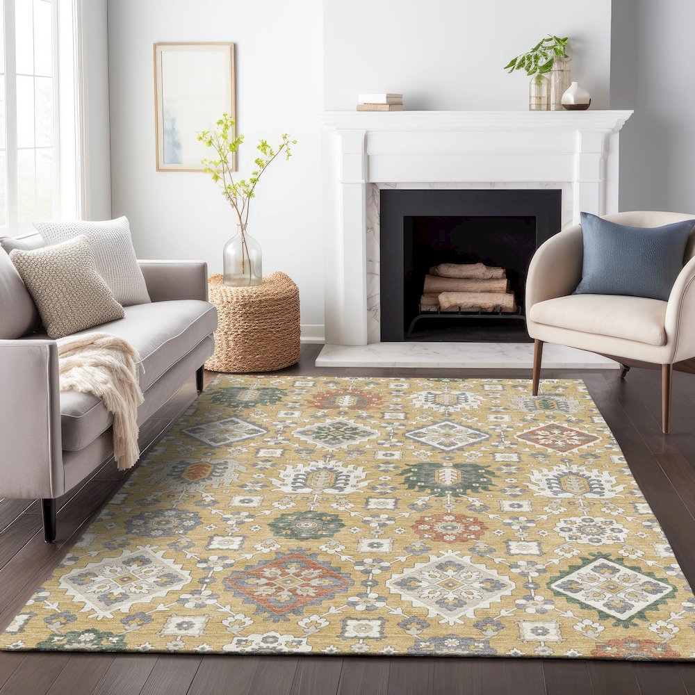 Machine Washable Indoor/Outdoor Chantille ACN2200 Gold 2'6" x 3'10" Rug. Picture 6