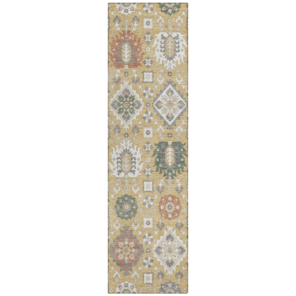 Machine Washable Indoor/Outdoor Chantille ACN2200 Gold 2'3" x 7'6" Runner Rug. Picture 1